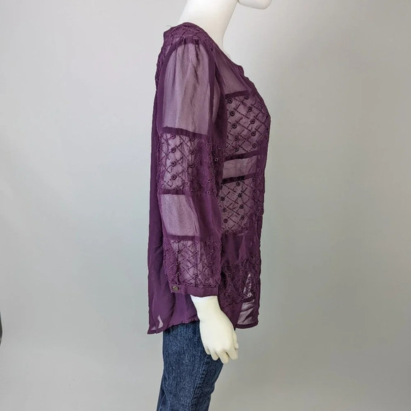 Nine West Sheer Embroidered Tunic M - Picture 4 of 6